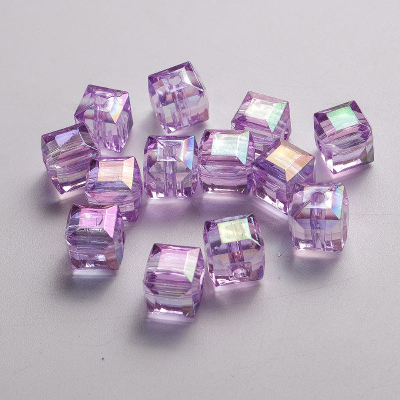 50Pcs 8mm Crystal Cube Spacer Beads High Colorful Prismatic Square Beads