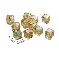 50Pcs 8mm Crystal Cube Spacer Beads High Colorful Prismatic Square Beads