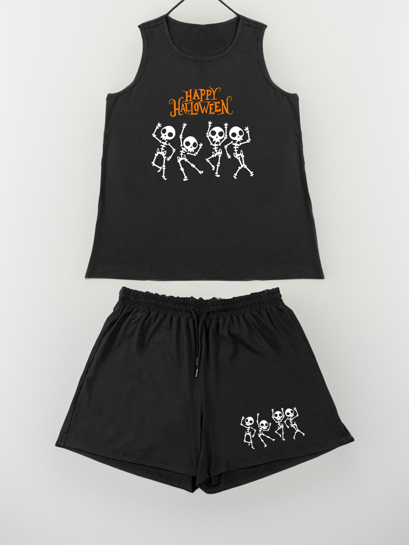 Halloween Skull Print Tank Top & Shorts Pajama Set