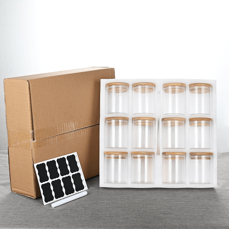 12pcs Glass Storage Jars with Bamboo Lids