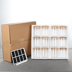12pcs Glass Storage Jars with Bamboo Lids