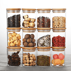12pcs Glass Storage Jars with Bamboo Lids