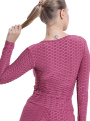 Sexy V neck Casual Yoga Top Long Sleeve Workout Top Women's Tops