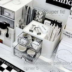 1PC Desktop Drawer Pen Holder Storage Box Large Capacity grid