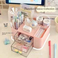 1PC Desktop Drawer Pen Holder Storage Box Large Capacity grid