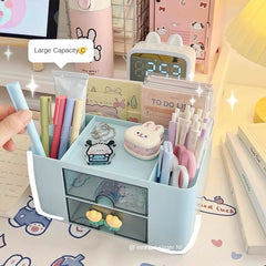 1PC Desktop Drawer Pen Holder Storage Box Large Capacity grid