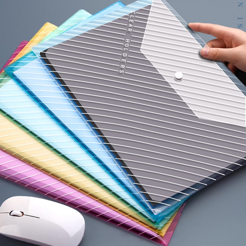 10pcs A4 Transparent Plastic Envelope File Bags for Office Data & Stationery