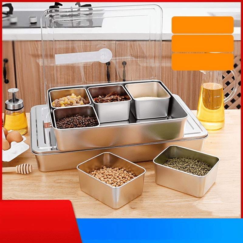 Stainless Steel Spice Box with 6 Grids for Storage