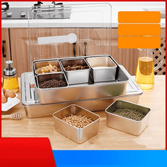 Stainless Steel Spice Box with 6 Grids for Storage