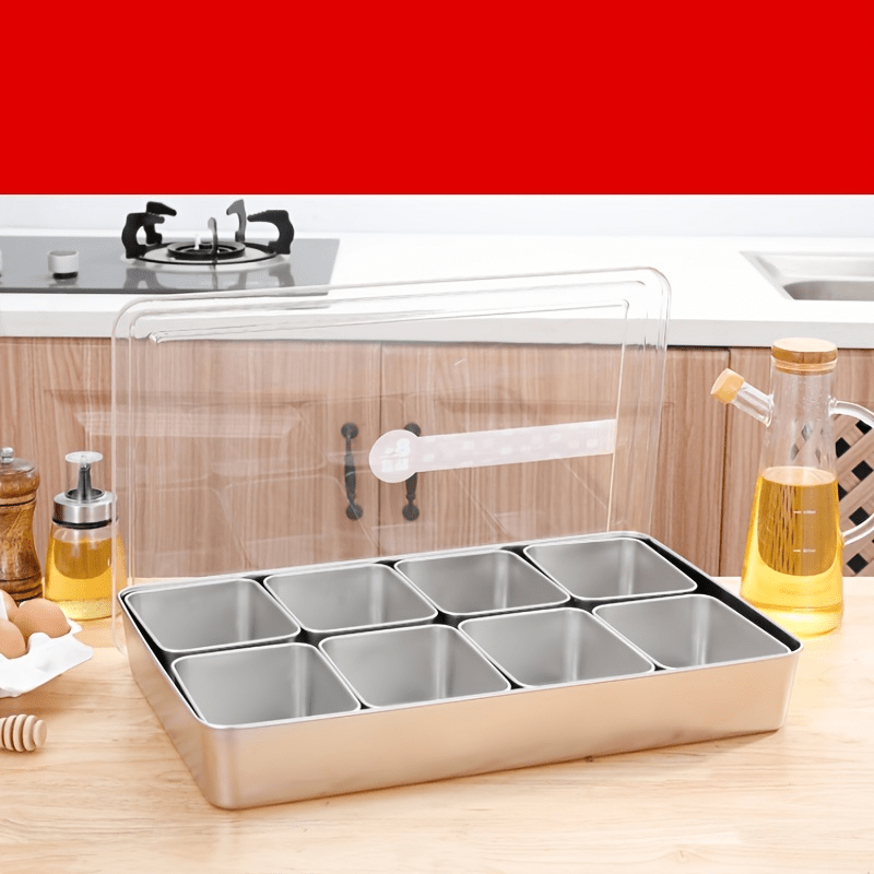 Stainless Steel Spice Box with 6 Grids for Storage