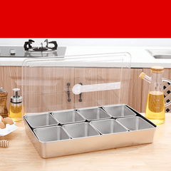 Stainless Steel Spice Box with 6 Grids for Storage