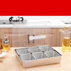 Stainless Steel Spice Box with 6 Grids for Storage