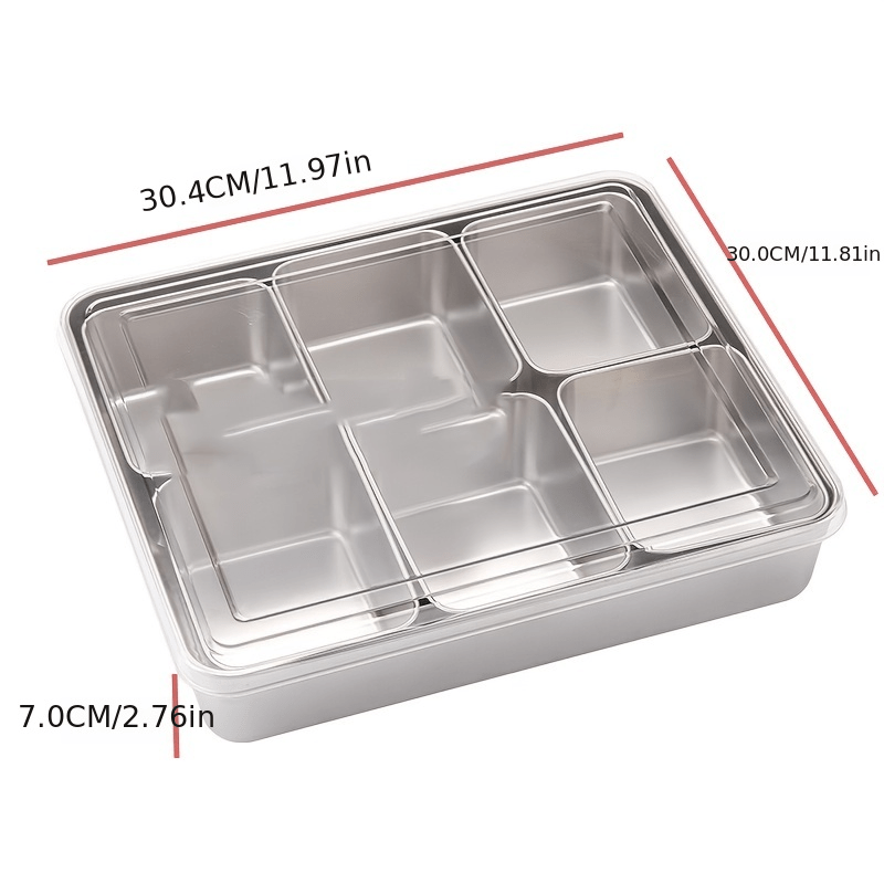 Stainless Steel Spice Box with 6 Grids for Storage