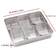 Stainless Steel Spice Box with 6 Grids for Storage