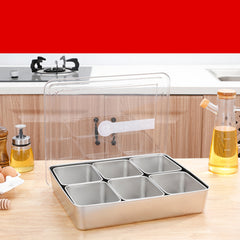 Stainless Steel Spice Box with 6 Grids for Storage