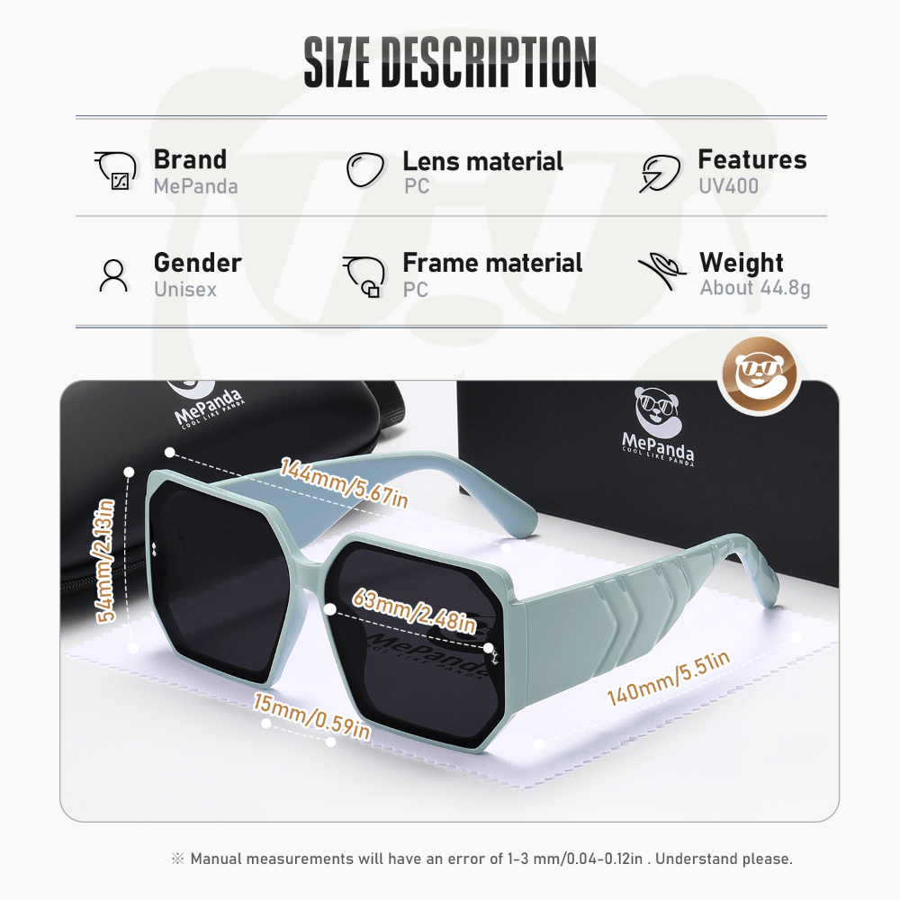 MePanda Chunky Square Frame Sunglasses Vintage Outdoor Unisex