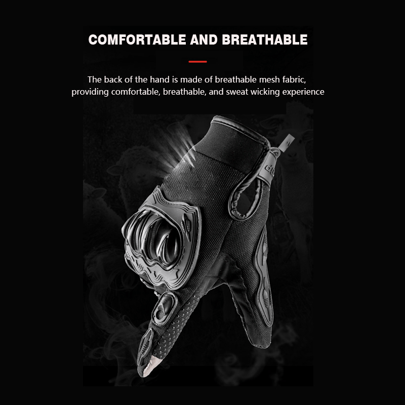 Breathable Touchscreen Motorcycle Gloves Anti Slip Hard Knuckles Protection