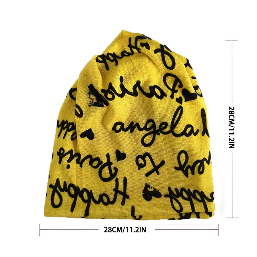 Hip Hop Letter Print Beanie Unisex Knit Hat Warm Skull Cap Soft