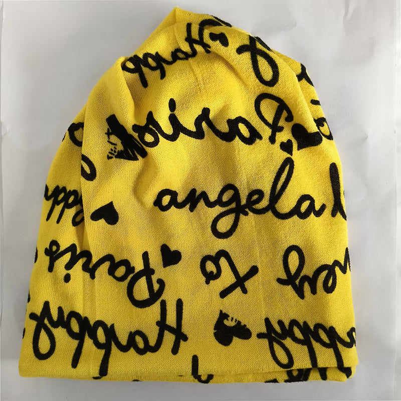 Hip Hop Letter Print Beanie Unisex Knit Hat Warm Skull Cap Soft