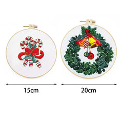 Christmas Embroidery Kit for Beginners DIY Cross Stitch Patterns with Hoop
