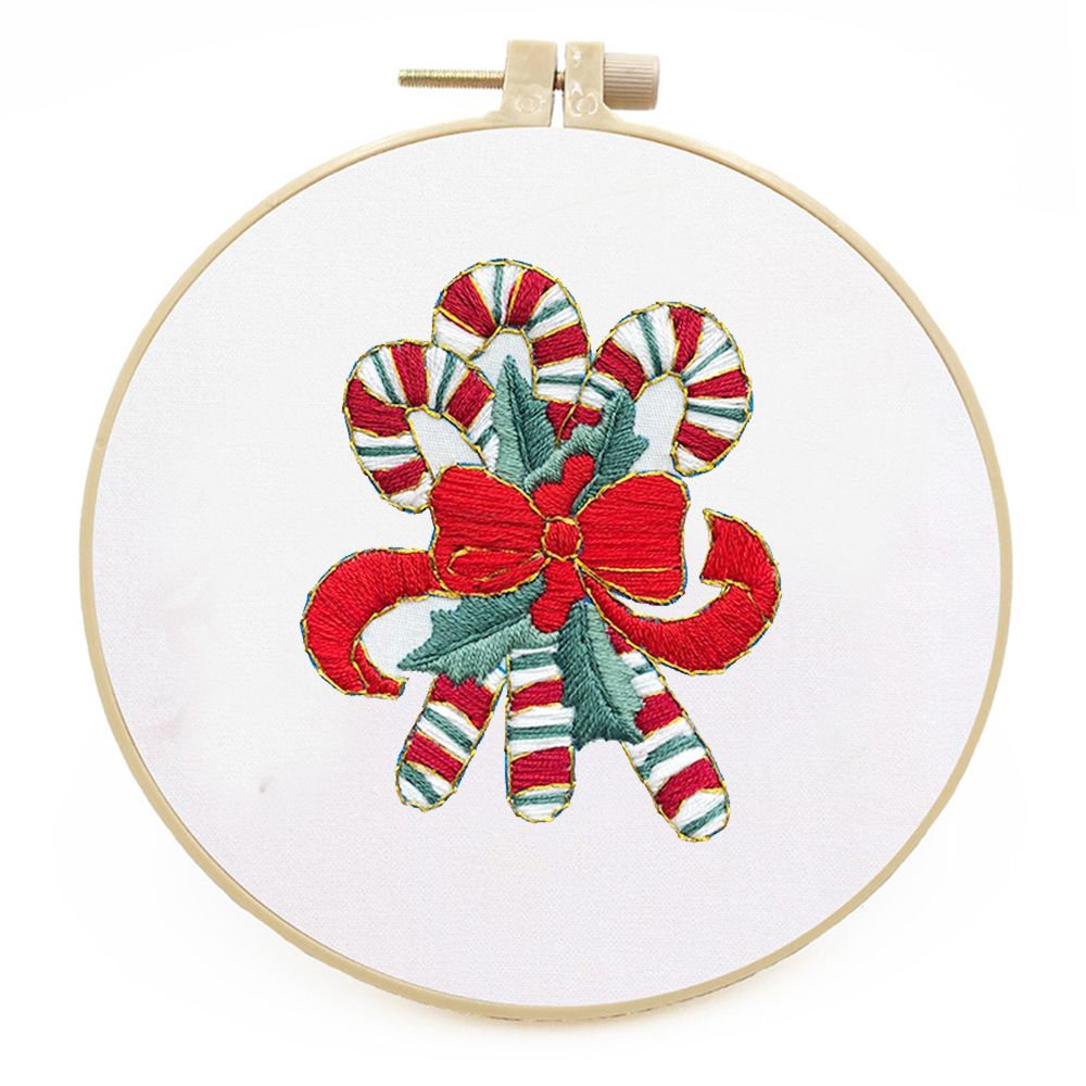 Christmas Embroidery Kit for Beginners DIY Cross Stitch Patterns with Hoop
