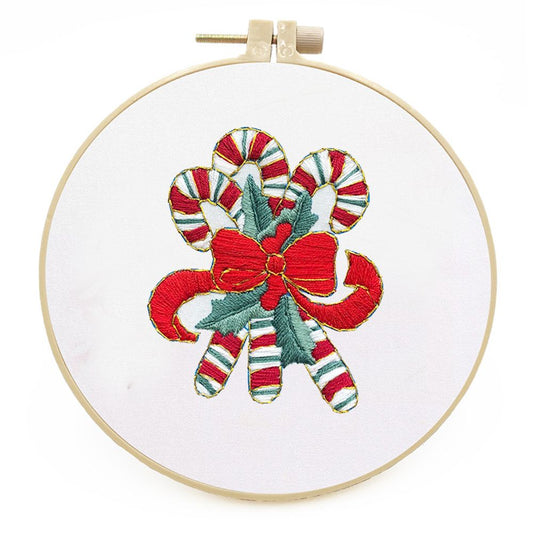 Christmas Embroidery Kit for Beginners DIY Cross Stitch Patterns with Hoop