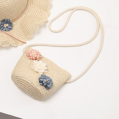 Floral Straw Crossbody Bag Mini Shoulder Beach Messenger Travel Bag