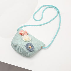 Floral Straw Crossbody Bag Mini Shoulder Beach Messenger Travel Bag