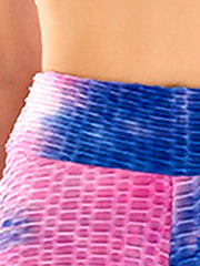 Tie Dye Butt Lifting High Waist Biker Shorts Bubble Yoga Sports Shorts