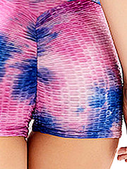 Tie Dye Butt Lifting High Waist Biker Shorts Bubble Yoga Sports Shorts