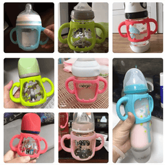 Soft Silicone Bottle Handle - Red/Green - BPA-Free