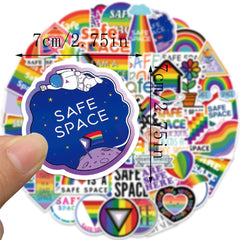 50pcs LGBTQ Safe Space Waterproof Stickers for Water Bottle Laptop Phone
