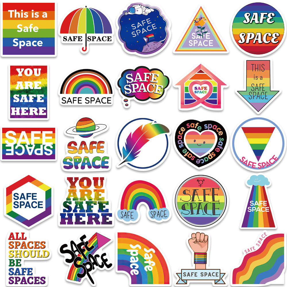 50pcs LGBTQ Safe Space Waterproof Stickers for Water Bottle Laptop Phone