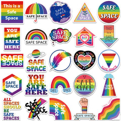 50pcs LGBTQ Safe Space Waterproof Stickers for Water Bottle Laptop Phone