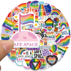 50pcs LGBTQ Safe Space Waterproof Stickers for Water Bottle Laptop Phone