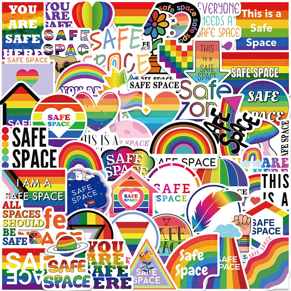 50pcs LGBTQ Safe Space Waterproof Stickers for Water Bottle Laptop Phone