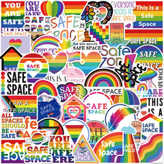 50pcs LGBTQ Safe Space Waterproof Stickers for Water Bottle Laptop Phone