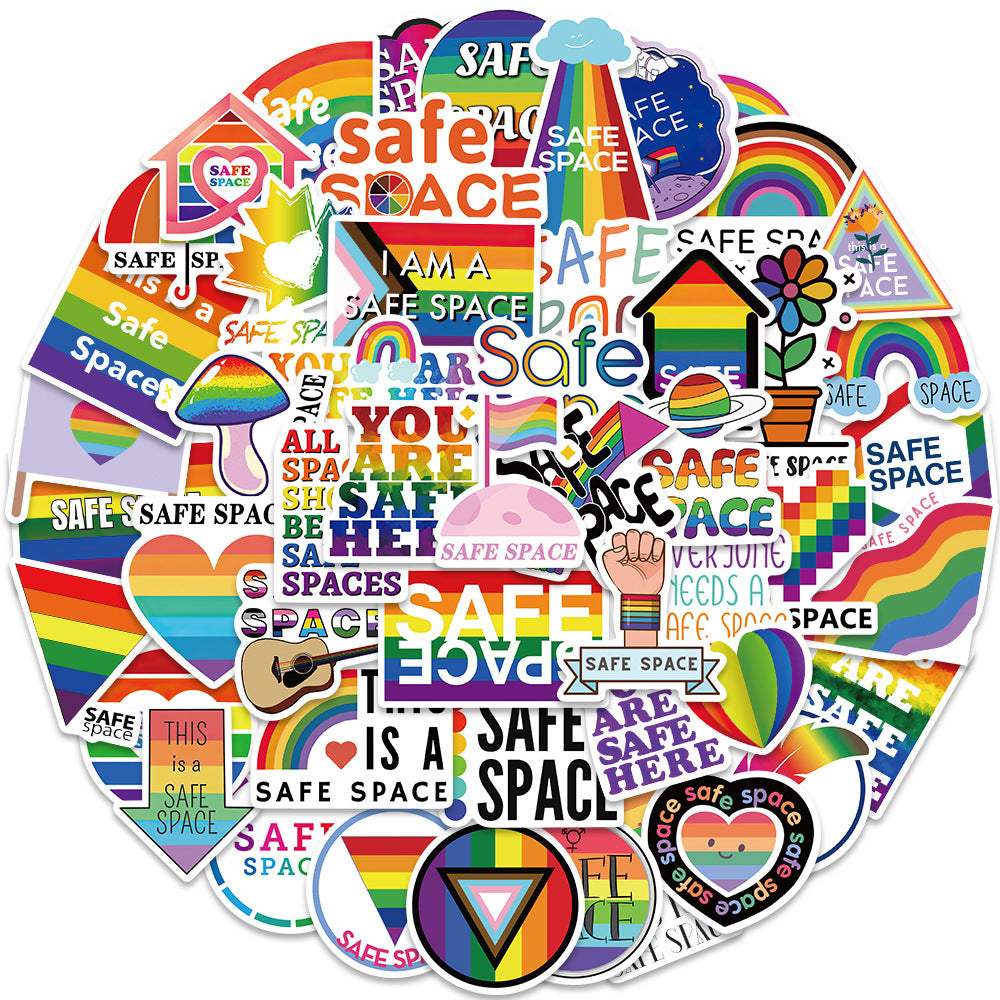 50pcs LGBTQ Safe Space Waterproof Stickers for Water Bottle Laptop Phone
