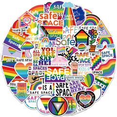 50pcs LGBTQ Safe Space Waterproof Stickers for Water Bottle Laptop Phone