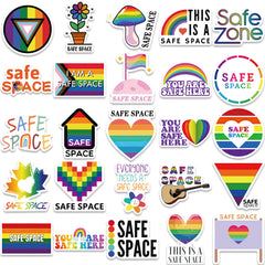 50pcs LGBTQ Safe Space Waterproof Stickers for Water Bottle Laptop Phone