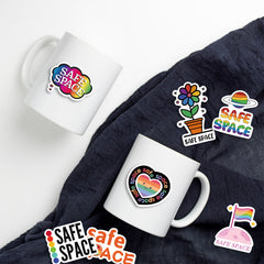 50pcs LGBTQ Safe Space Waterproof Stickers for Water Bottle Laptop Phone