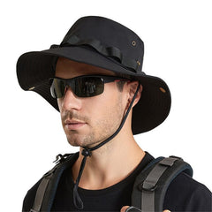 Mens Outdoor Fishing Hat With Ruffle Big Brim Bucket Hat