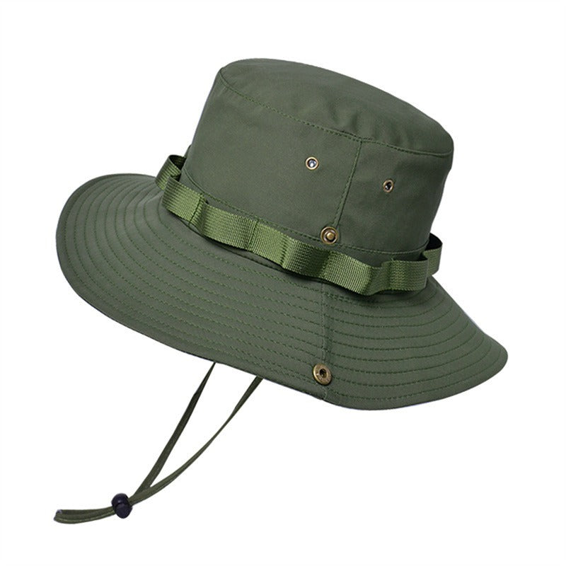 Mens Outdoor Fishing Hat With Ruffle Big Brim Bucket Hat