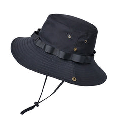 Mens Outdoor Fishing Hat With Ruffle Big Brim Bucket Hat