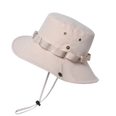 Mens Outdoor Fishing Hat With Ruffle Big Brim Bucket Hat