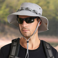 Mens Outdoor Fishing Hat With Ruffle Big Brim Bucket Hat