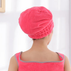 Bow Hair Drying Cap Coral Fleece Towel Women's Soft Absorbent Shower Cap