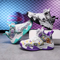 Boys' Basketball Shoes with Rotating Button