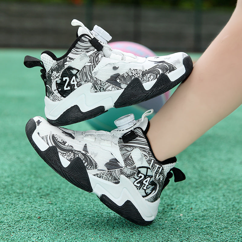 Boys' Basketball Shoes with Rotating Button