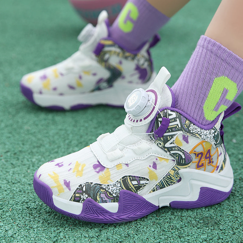 Boys' Basketball Shoes with Rotating Button